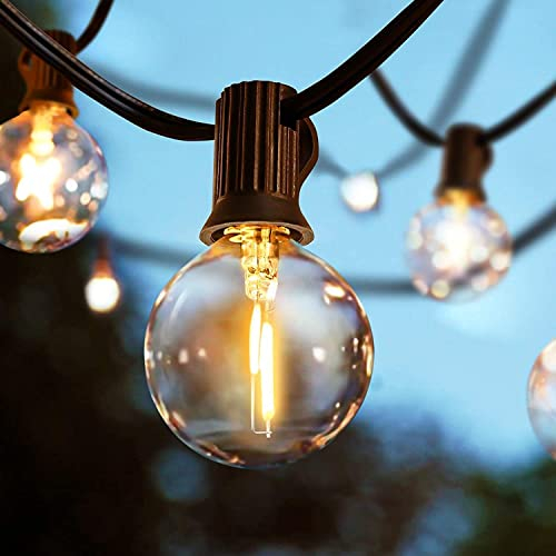 LED Lichterkette Außen - 20M Lichterkette Strom mit 50+5 G40 Glühbirnen für Balkon Retro Aussen/Innen Warmweiß 2200K IP44 Wasserdicht für Garten Hochzeit Terrasse Party.