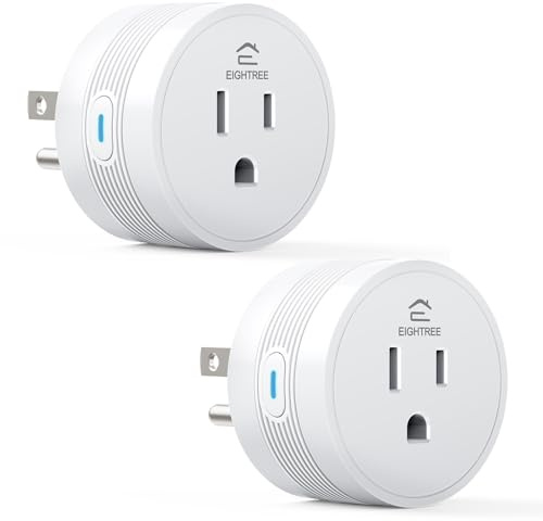 EIGHTREE Smart Plug 2025 Upgrade to 15A, Bluetooth & Wi-Fi Outlet Plug Dual Connection, Voice Control, Remote Control Outlet Timer Indoor, Smart Plugs that Work with Alexa & Google, 2.4GHz Wi-Fi Only