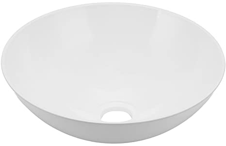 Akozon Lavello per 327,6x129,1 Mm Lavandino della Nave di Vanità Ciotola Rotonda Bianco Lavandino del Bagno Acrilico per Caravan, Yacht, Bagno