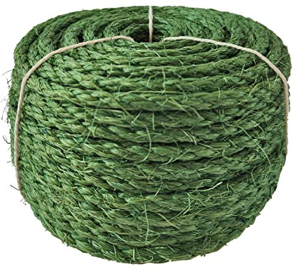 Sisalrep för Cat Cactus Scratching Stolpe 6 mm * 50 m, Cat Rep for DIY Cactus Scratching Post & Reparation Cat Repair, Grön