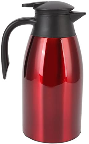 2 Litri Caraffa Termica per Caffè, Caffettiera Sottovuoto Isolante in Acciaio Inossidabile, Brocca Isolante per Caffè, Tè, Bevande e altre Bevande Calde e Fredde(Rosso)