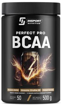 INSPORT Nutrition - BCAA PERFECT PRO - Supplément Sportif Professionnel - L-Glutamine - Vitamine B6-50 Portions - 500g Poudre - Goût: (Energy Drink)