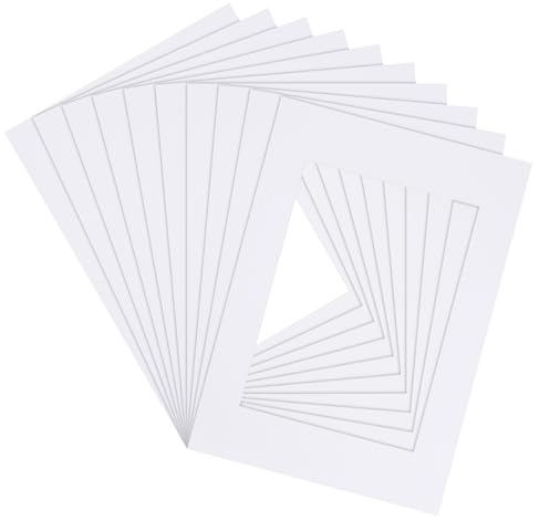 Fodlon 10pcs Picture Mounts A3, Cardboard Photo Mount for Frames, White Card Mounts for A4 Prints, Picture Frame Inserts Mounts to Fit A4 Image