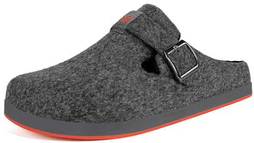 Sisttke Zapatillas Hombre Mujer Unisex Invierno CáLido Zapatos Casa Antideslizante Pantuflas de Fieltro Cerradas con Plantilla Intercambiable,Gris,43 EU