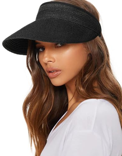 FURTALK Damen Sonnenhut UV-Schutz Strohhut UPF 50+ Sommerhut Packbar Faltbar Strandhut Visor Cap