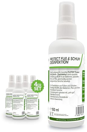 Flotex® - Schuh Desinfektionsspray 4x100ml | schnelle & wirksame Schuhdesinfektion | Geruchsentferner für Schuhe | Schütz vor Fußpilz |Protect Fuß & Schuh Desinfektion