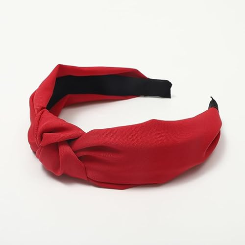 SYSUII 1 cerchietto per capelli con nodo, da donna, vintage, largo, accessorio per capelli, fascia per capelli, fascia elastica per capelli, copricapo da donna, colore rosso