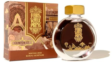 Ferris Wheel Press Fountain Pen Ink, Curious Collaboration Collection, Wonder Pens, Dark Brown with Green Sheen, 38ml