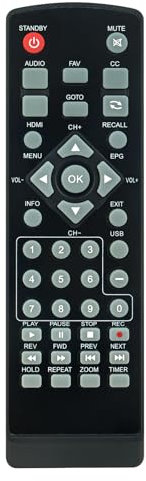 Replacement Remote Control Compatible with EMATIC AT103B Converter Box Digital Converter Digital TV Converter Box