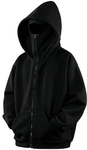 GIJOVANA Sweats à Capuche Homme avec Zippé Cagoule Moto Veste Polaire Chaude Sweatshirt Capuche Balaclava Hoodie Manches Longues Automne Hiver