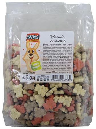 Riga - Biscuits Végé Oursons - Friandise pour Chien - Biscuits Croquants Et Savoureux - Biscuits Végétariens - Pauvres en Matières Grasses - Riches en Vitamines Et Minéraux - 500 g