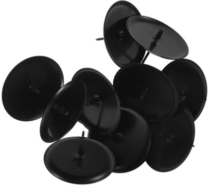SOLUSTRE 10 Pezzi Portacandele in Nero per Candele Piatti Rotondi per Tavola da Pranzo e Decorazioni Natalizie Supporti Resistenti per Atmosfera e Ghirlande Natale