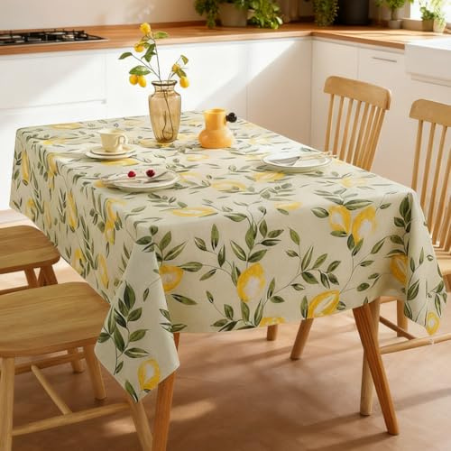 DASIAUTOEM Mantel lavable, 140x180cm Mantel rectangular de limones, PVC repelente al agua, paño de mesa limpiable, mantel impermeable antiensuciamiento para comedor, jardín, bodas, fiestas