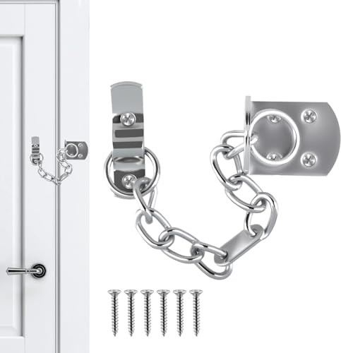 Door Chain, Heavy Duty Door Chain for Front Doors Polished Chrome Security Gate Latch Lock Chain Bolt External and Internal Doors Restrictor Anti-Theft for Additional Privacy and Safe for Home