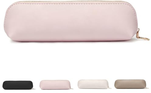 VIDSTW Pencil Case PU Estuches 18,5 × 6 × 5,5 cm (Rosa) | Estuche Escolar Con Cremallera Gran Capacidad Impermeable Portátil para La escuela La Oficina Y Los Viajes