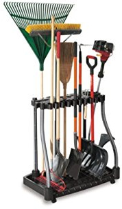 Rubbermaid Garage Tool Tower Rack Easy to Assemble Wheeled Organizes up to 40 Long-Handled Tools/Rakes/ Brooms/Shovles in Home/House/Outdoor/Shed Black