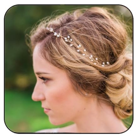 Catery Bridal Headbands Pearl Hair Vine Wedding Headpiece Bride Head Band Accessories for Women and Girls (Gold)