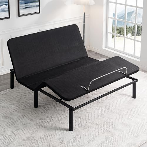 Naomi Home Serenity Queen Adjustable Bed Base, Zero Gravity, Wireless Remote, USB Ports, 800 Lb Capacity, Black Metal Frame, Easy Setup for Enhanced Comfort and Relaxation