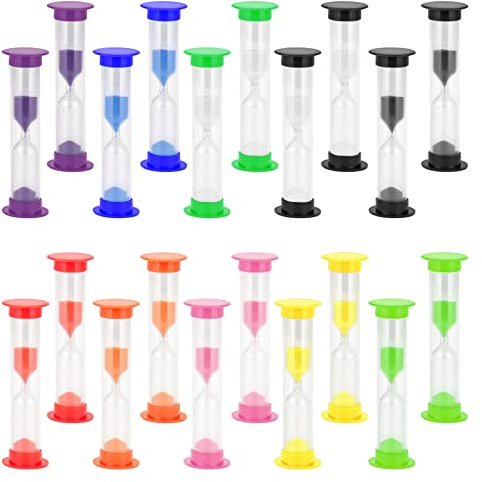 JAPCHET 20 PCS 3 Minutes Hourglass Sand Timer, 10 Colors Sandglass Timer, Hourglass Sand Clock for Home, Office, Kitchen, Classroom