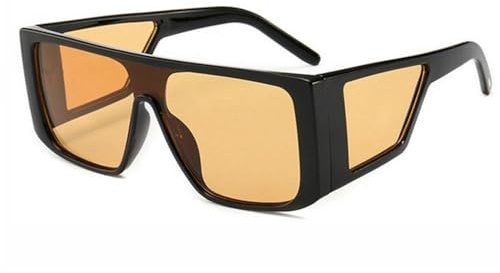 Occhiali da sole quadrati oversize, alla moda, con montatura piatta, montatura grande, occhiali da sole per donne e uomini, Nero