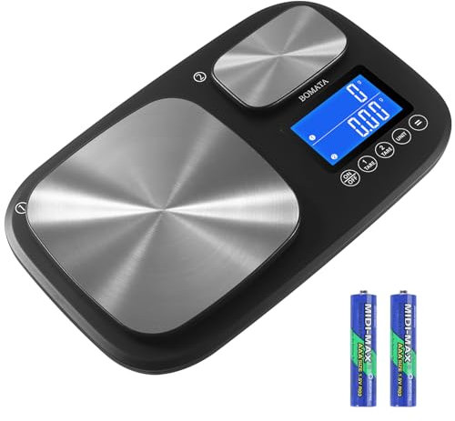 BOMATA 0,01g/ 500g & 1g/ 15kg Küchenwaage mit zwei Plattformen, Summierungsfunktion, Tara, Gramm und Unzen, geeignet für kleine Gegenstände, Lebensmittel, Backwaren, Hefe, Schmuck B614