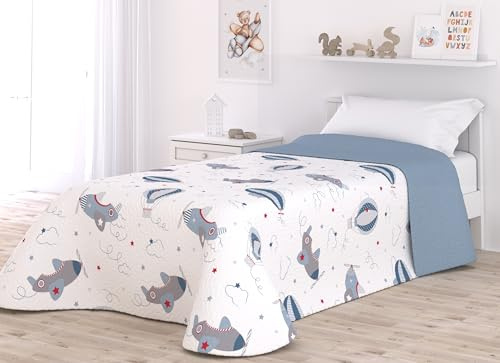 Victorio & Lucchino Colcha Infantil de Verano y Primavera. Ligera Colcha cubrecama de Microfibra. (Aviones, Cama 90cm)