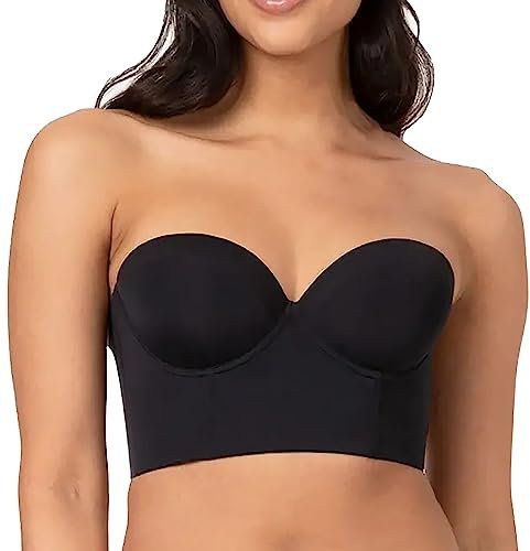 Athletic Women Women's Strapless Half Cup Seamless Sexy Up Bra Women Sports Bras (Black, J)