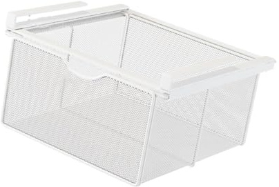 Colcolo Cestello Estraibile per cassetto sospeso, cestello portaoggetti Estraibile sotto ripiano, Organizer portaoggetti sotto Mobile per Camera da Letto, Biancoxl