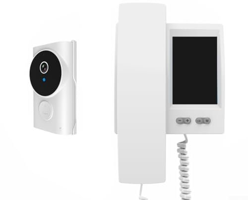HpLive Türklingel mit kamera，Video-Türklingel Gegensprechanlage Kabellos Türsprechanlage mit Monitor 3,5-Zoll-IPS-Bildschirm Nachtsicht，Anpassbare Klingeltöne(White)
