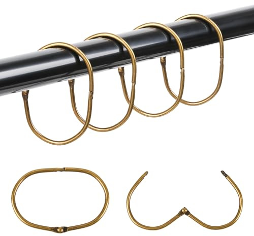 Mafeigu 20Pcs Shower Curtain Hooks,Metal Oval Shower Curtain Hooks, Roman Rings,Rustproof Decorative Rings (20, Oval-Bronze)