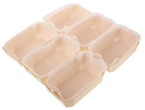 FUNNETOYU 1set Teglie per Pane Carta con Scatola di Legno di Stampo per Torte Muffin e Dolci per Cottura Forno e Presentazione