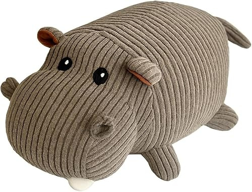 khevga Dörrstopp flodhäst – tyg dörrstopp tung med sandfyllning, 1,4 kg, dekoration djur dörrhållare grå, dörrbuffert 18 x 12 x 11 cm