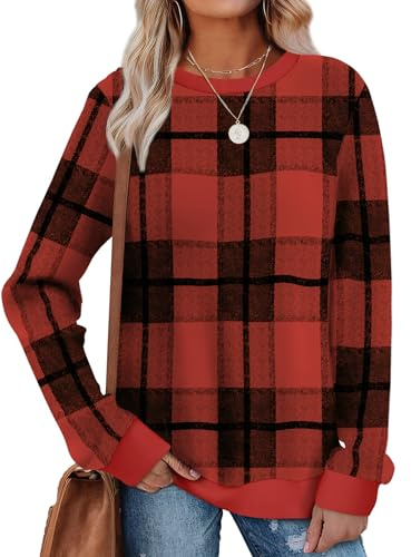 Sampeel Womens Tops Red Ugly Christmas Sweater Women Cozy Christmas Pajamas Thanksgiving Shirts Long Sleeve Comfy Holiday Outfits Ladies Blouses Plu Size Fashion L