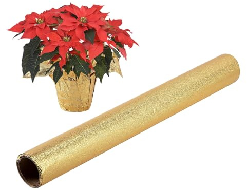 DAWCBVJQ Florist folierulle | 10 meter guldbukett omslagspapper, guld blomkruksomslag – till jul, födelsedag, frakt, förpackning, hantverk, mors dag