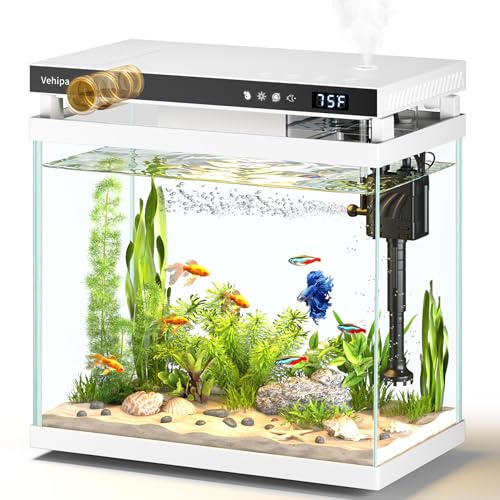 Vehipa Aquarium, kit d'aquarium en Verre de 8 litres Blanc