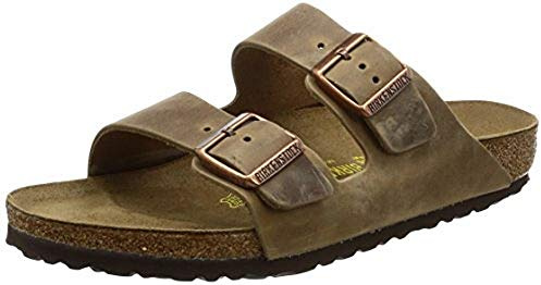 BIRKENSTOCK Arizona Leder-Sandalen unisex, Braun (Tabakgeöltes Leder), 12-12.5 Women/10-10.5 Men