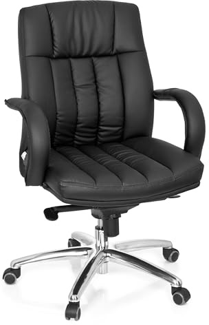 HJH Office XXL G 100 Sedia girevole in similpelle con schienale ergonomico, sedia da ufficio regolabile in altezza, nero, 724250