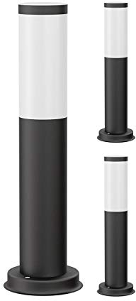ledscom.de 3 pezzi luce di percorso/bitta PORU per esterni, IP44, 39 cm, nero, 1x E27 max. 40W