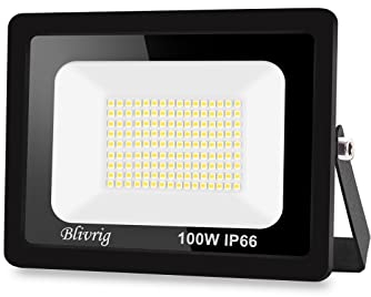 Blivrig Foco LED Exterior 100W 10000LM, Blanco Frío 6000K, Proyector Impermeable IP66 Para Jardín, Patio, Parque, Garaje