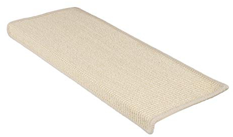 Floordirekt Alfombra de sisal Pure Nature - semicircular o rectangular - esteras de escaleras - alfombra escalonada de fibra de sisal natural resistente (angular con labio 65 x 23,5 cm, marfil)