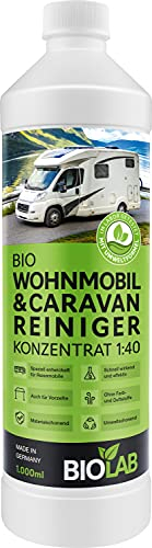 BIOLAB Bio Wohnmobil und Caravan Reiniger Konzentrat (1000 ml) zur Reinigung von Wohnwagen, Vorzelt, Markise - Regenstreifen Entferner