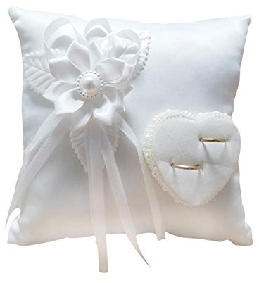 Luckxing Coussin D Alliances, Porteur Oreiller Anneau avec Bowknot Ta-Che Double Coeurs Diamants, Bague Mariage