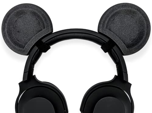 BeamTeam3D Mouse Ears for Headphones - Adorable Mouse Headphones Attachment in Various Colors with Self Fastener - Mouse Ears for Gamers and Streamers (Sparkle Black)