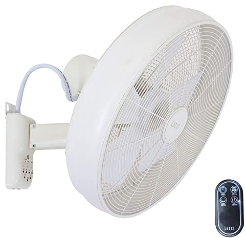 LUCCI AIR väggfläkt Breeze, fläkt inkl. fjärrkontroll, väggfläkt med vridbar automatik, Ø 46 cm, vit