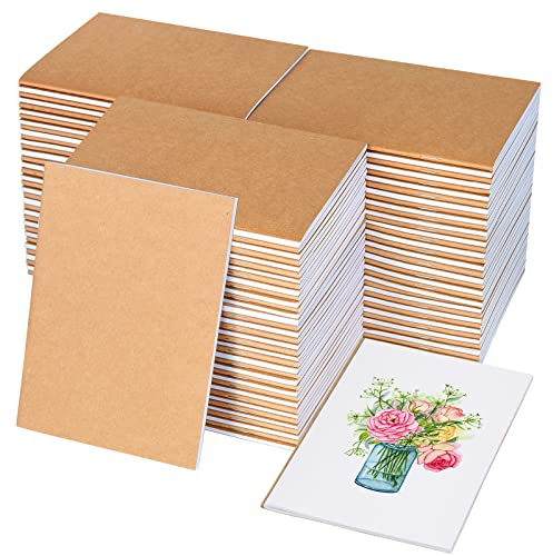 100-pack mini kraftpapper anteckningsbok 52 sidor A6 mini anteckningsböcker bulk, tomma mini anteckningsböcker anteckningsblock journal sammansättning anteckningsböcker skissböcker för barn klassrum