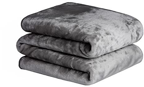 Dreamscene Fleece Throw Blanket for Bed, Luxurious Faux Fur Mink Fleece Blanket Super Soft Warm Lightweight King Size Bedspread Charcoal Grey Throw Over Sofa, 200 x 240cm