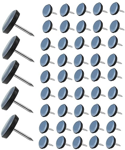 50 Pièces Patin Chaise Teflon à Clouer 19mm Ronde Patins de Meubles | DAGORD Patins de Meubles en Teflon Patin de Chaise avec Clou PTFE Patins de chaise feutre à clouer pour Canapé Bureau Table