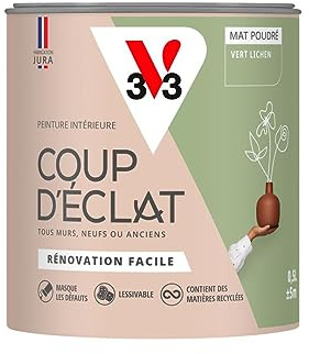 V33 Peinture murale intérieure Coup d'Éclat® Vert lichen Mat Poudré 0,5L