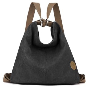 CORIOS Zaino da Donna Borsa a Mano in Tela Grande Borsa da Scuola Casuale Borsa a Spalla Multifunzione Borsa a Tracolla Vintage Borsa Tote per Lavoro Viaggi Shopping Nero