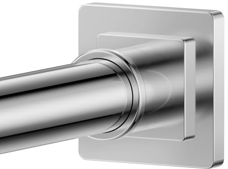 Shower Curtain Rod Square End Shower Rods for Bathroom 32-92 Stainless Steel No Drilling for Shower Stall Living Room